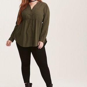 Olive Shadow Stripe Babydoll Tunic